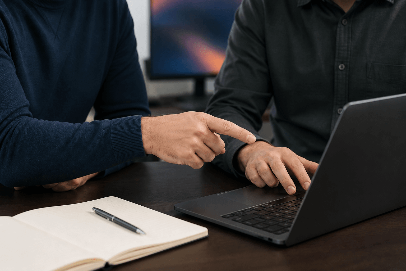 Engineers reviewing a product brief